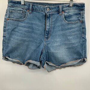 American Eagle Women's 14 High-Rise Distressed Frayed Hem Shorts‎